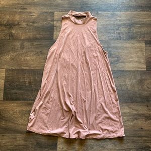 Suede high neck low back dress